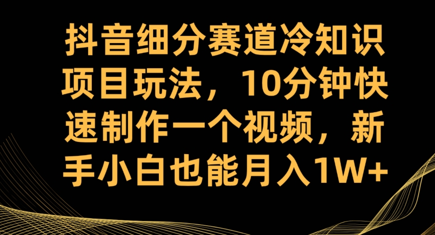 抖音细分赛道冷知识项目玩法，10分钟快速制作一个视频，新手小白也能月入1W+【揭秘】-零点项目大全