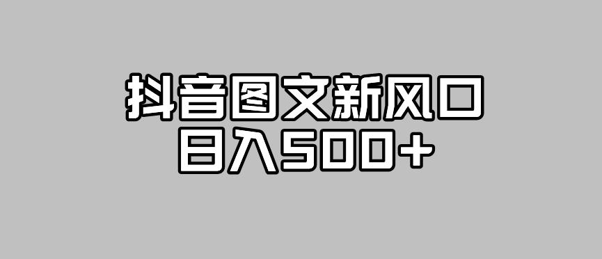 抖音图文最新风口，流量扶持非常高，日入500+【揭秘】-零点项目大全