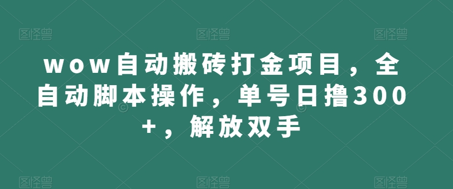 wow自动搬砖打金项目，全自动脚本操作，单号日撸300+，解放双手【揭秘】-零点项目大全