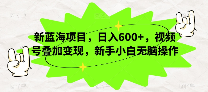 新蓝海项目，日入600+，视频号叠加变现，新手小白无脑操作【揭秘】-零点项目大全