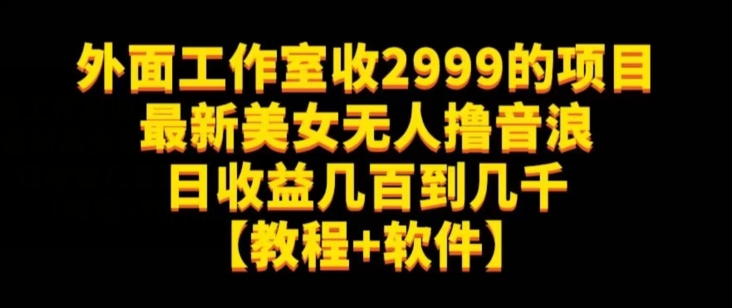 外面工作室收2999的项目最新美女无人撸音浪日收益几百到几千【教程+软件】（仅揭秘）-零点项目大全