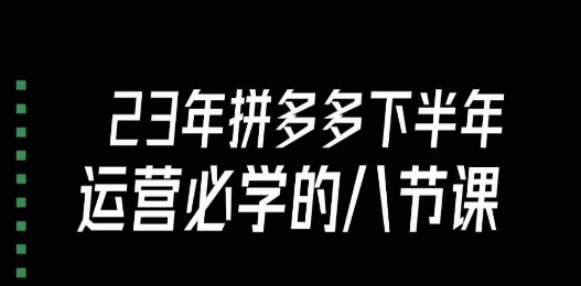 大牙·23年下半年拼多多运营必学的八节课（18节完整）-零点项目大全