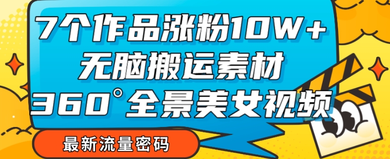 7个作品涨粉10W+，无脑搬运素材，全景美女视频爆款玩法分享【揭秘】-零点项目大全