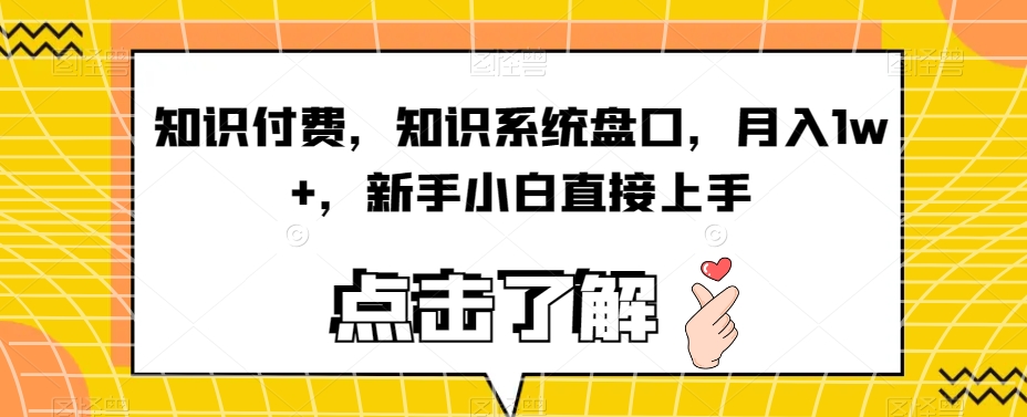 知识付费，知识系统盘口，月入1w+，新手小白直接上手-零点项目大全