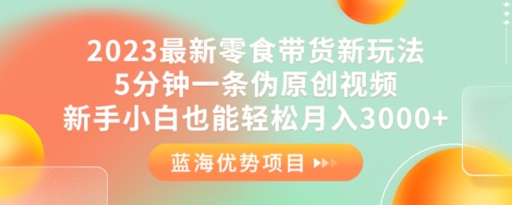 2023最新零食带货新玩法，5分钟一条伪原创视频，新手小白也能轻松月入3000+【揭秘】-零点项目大全