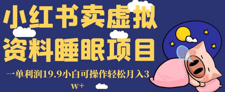 小红书卖虚拟资料睡眠项目，一单利润19.9小白可操作轻松月入3w+【揭秘】-零点项目大全