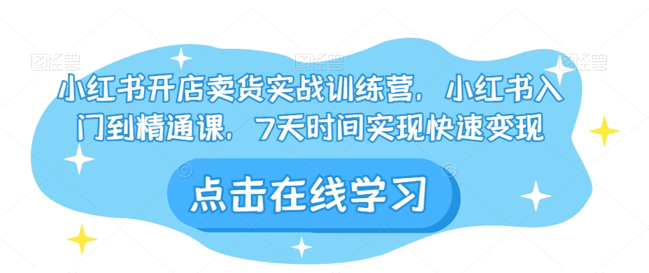 小红书开店卖货实战训练营，小红书入门到精通课，7天时间实现快速变现-零点项目大全