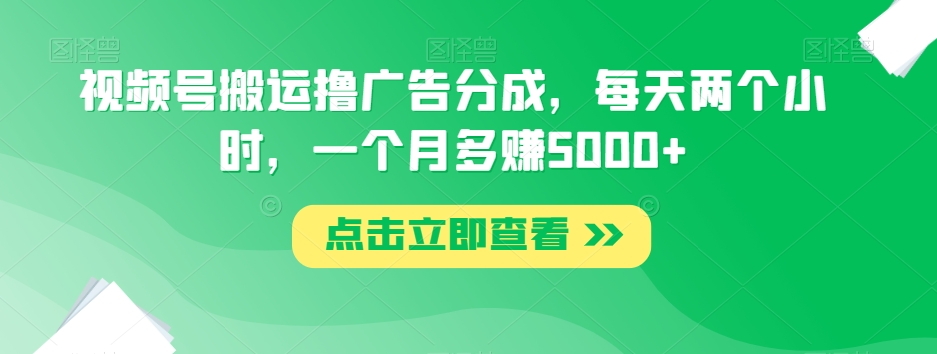 视频号搬运撸广告分成，每天两个小时，一个月多赚5000+-零点项目大全