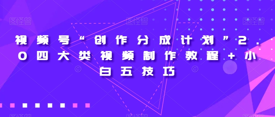 视频号“创作分成计划”2.0四大类视频制作教程+小白五技巧【揭秘】-零点项目大全