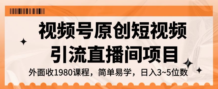 视频号原创短视频引流直播间项目，日入3~5五位数【揭秘】-零点项目大全