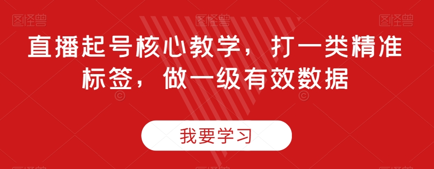 直播起号核心教学，打一类精准标签，做一级有效数据-零点项目大全