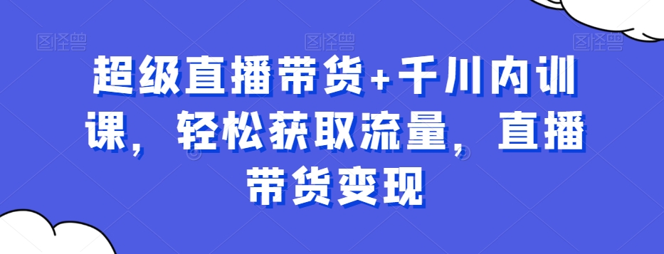 超级直播带货+千川内训课，轻松获取流量，直播带货变现-零点项目大全