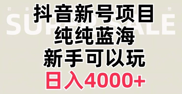 抖音蓝海赛道，必须是新账号，日入4000+【揭秘】-零点项目大全