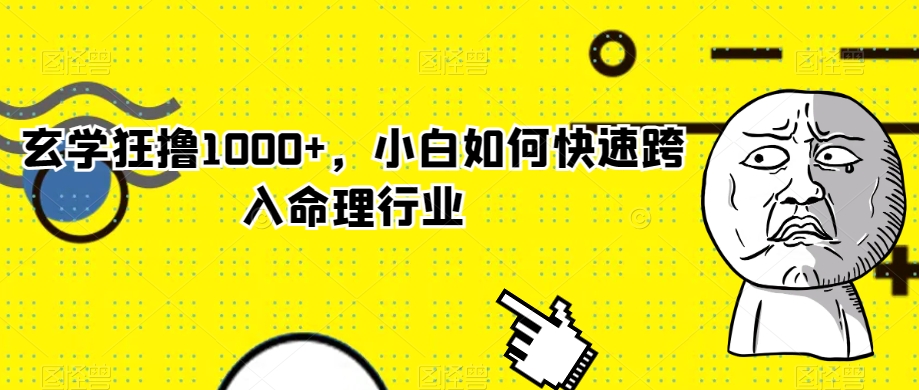 玄学狂撸1000+，小白如何快速跨入命理行业【揭秘】-零点项目大全