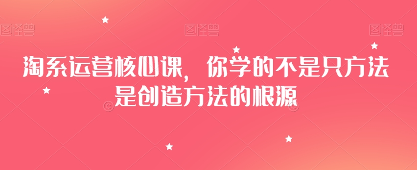 淘系运营核心课，你学的不是只方法是创造方法的根源-零点项目大全