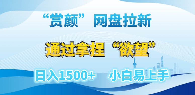 “赏颜”网盘拉新赛道，通过拿捏“欲望”日入1500+，小白易上手【揭秘】-零点项目大全