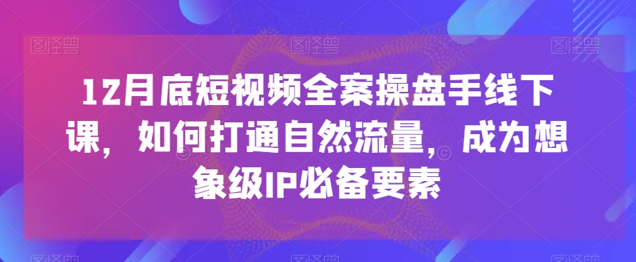 12月底短视频全案操盘手线下课，如何打通自然流量，成为想象级IP必备要素-零点项目大全