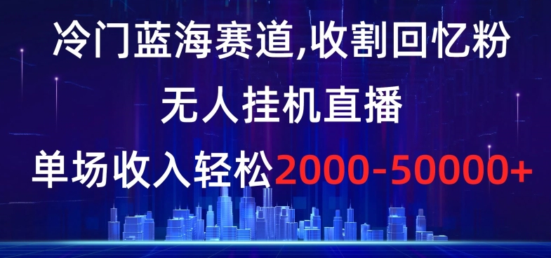 冷门蓝海赛道，收割回忆粉，无人挂机直播，单场收入轻松2000-5w+【揭秘】-零点项目大全