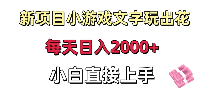 新项目小游戏文字玩出花日入2000+，每天只需一小时，小白直接上手【揭秘】-零点项目大全