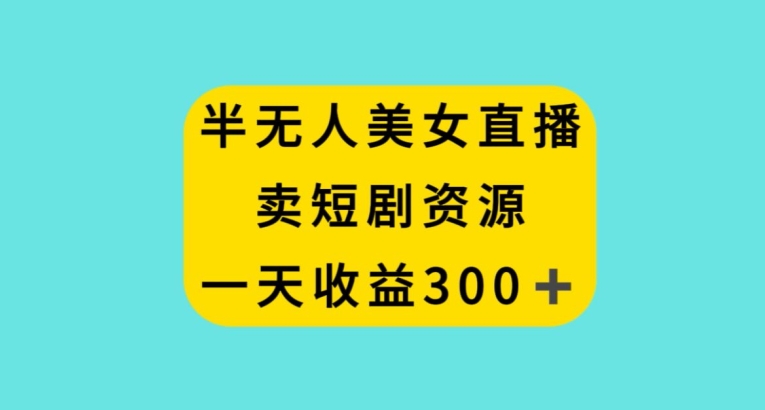 半无人美女直播，卖短剧资源，一天收益300+【揭秘】-零点项目大全