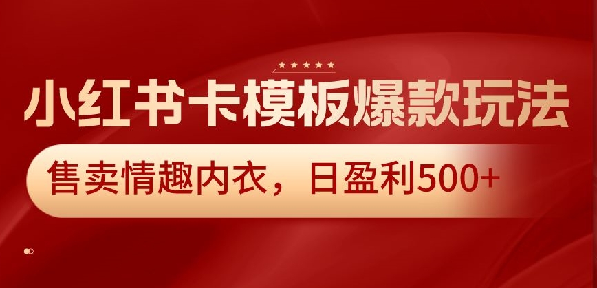 小红书卡模板爆款玩法，售卖情趣内衣，日盈利500+【揭秘】-零点项目大全