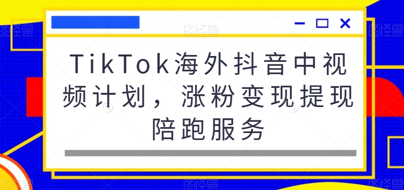 TikTok海外抖音中视频计划，涨粉变现提现陪跑服务-零点项目大全