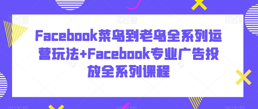 Facebook菜鸟到老鸟全系列运营玩法+Facebook专业广告投放全系列课程-零点项目大全