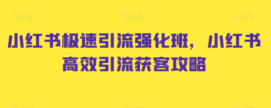 小红书极速引流强化班，小红书高效引流获客攻略-零点项目大全