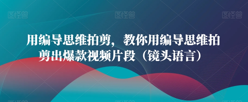 用编导思维拍剪，教你用编导思维拍剪出爆款视频片段（镜头语言）-零点项目大全