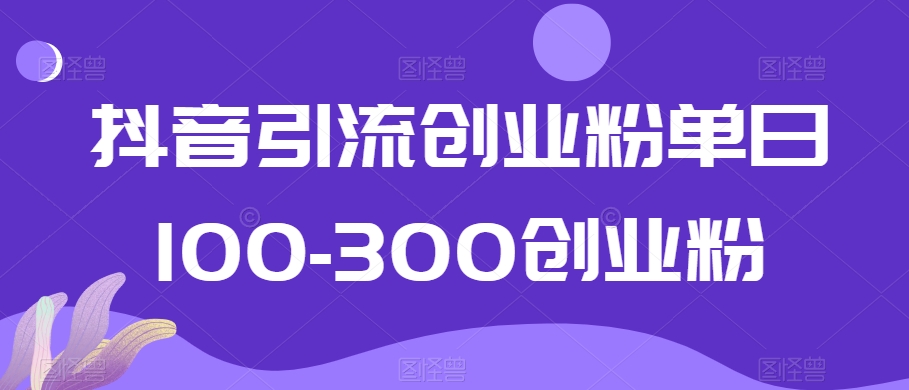 抖音引流创业粉单日100-300创业粉【揭秘】-零点项目大全