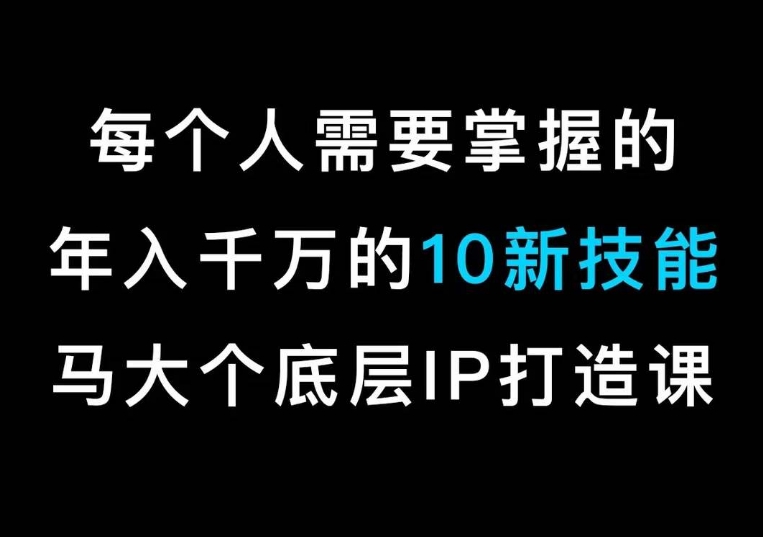 马大个的IP底层逻辑课，​每个人需要掌握的年入千万的10新技能，约会底层IP打造方法！-零点项目大全