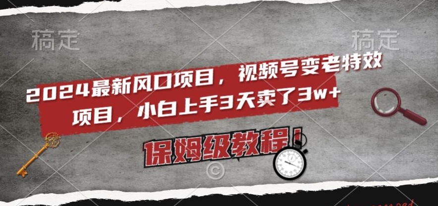 2024最新风口项目，视频号变老特效项目，电脑小白上手3天卖了3w+，保姆级教程【揭秘】-零点项目大全