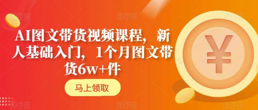 AI图文带货视频课程，新人基础入门，1个月图文带货6w+件-零点项目大全