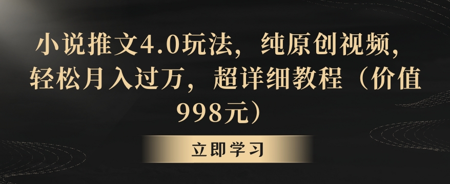 小说推文4.0玩法，纯原创视频，轻松月入过万，超详细教程（价值998元）【揭秘】-零点项目大全