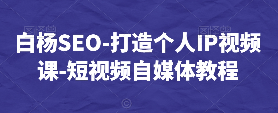 白杨SEO-打造个人IP视频课-短视频自媒体教程-零点项目大全