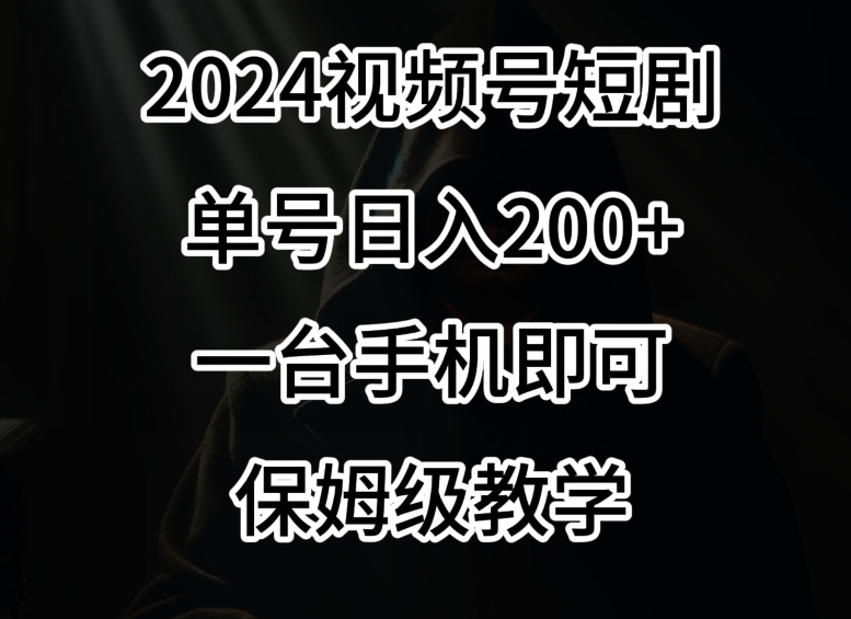 2024风口，视频号短剧，单号日入200+，一台手机即可操作，保姆级教学【揭秘】-零点项目大全