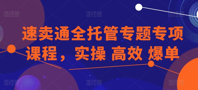 速卖通全托管专题专项课程，实操 高效 爆单-零点项目大全