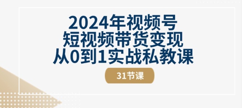 2024年视频号短视频带货变现从0到1实战私教课(31节视频课)-零点项目大全