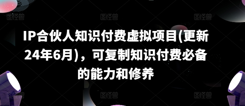 IP合伙人知识付费虚拟项目(更新24年6月)，可复制知识付费必备的能力和修养-零点项目大全