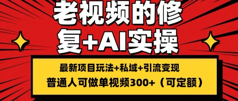 修复老视频的玩法，搬砖+引流的变现(可持久)，单条收益300+【揭秘】-零点项目大全