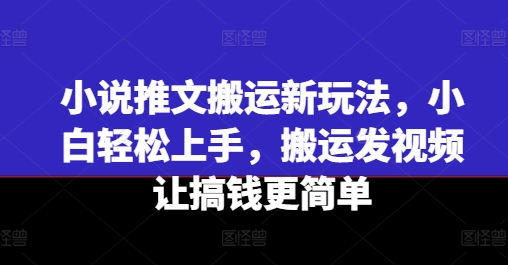 小说推文搬运新玩法，小白轻松上手，搬运发视频让搞钱更简单-零点项目大全