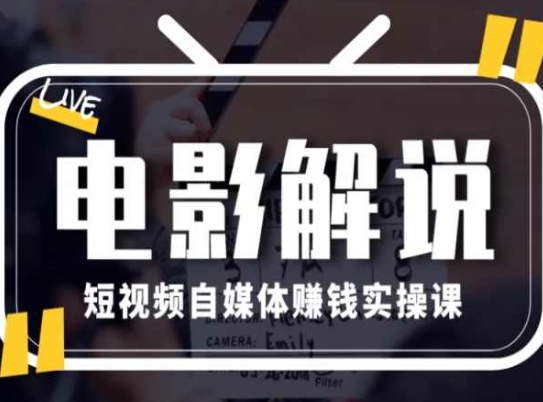 电影解说短视频自媒体赚钱实操课，教你做电影解说短视频，月赚1万-零点项目大全