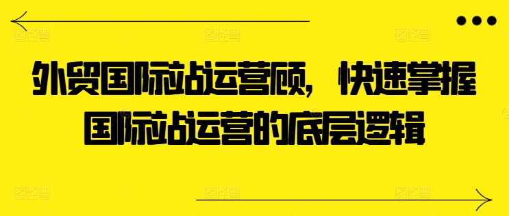 外贸国际站运营顾问，快速掌握国际站运营的底层逻辑-零点项目大全