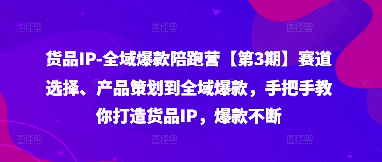 货品IP全域爆款陪跑营【第3期】赛道选择、产品策划到全域爆款，手把手教你打造货品IP，爆款不断-零点项目大全