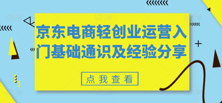 京东电商轻创业运营入门基础通识及经验分享-零点项目大全