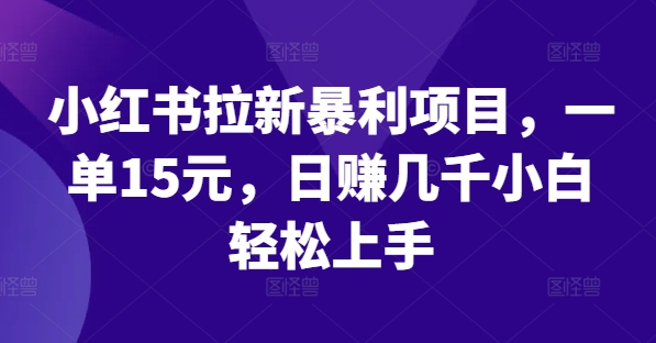 小红书拉新暴利项目，一单15元，日赚几千小白轻松上手【揭秘】-零点项目大全