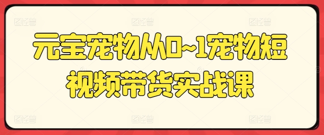 元宝宠物从0~1宠物短视频带货实战课-零点项目大全