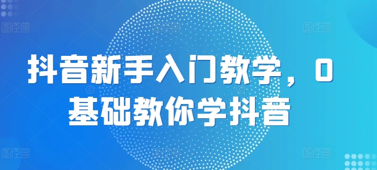 抖音新手入门教学，0基础教你学抖音-零点项目大全