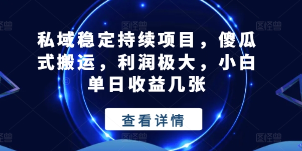 私域稳定持续项目，傻瓜式搬运，利润极大，小白单日收益几张【揭秘】-零点项目大全