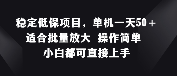 稳定低保项目，单机一天50+适合批量放大 操作简单 小白都可直接上手【揭秘】-零点项目大全